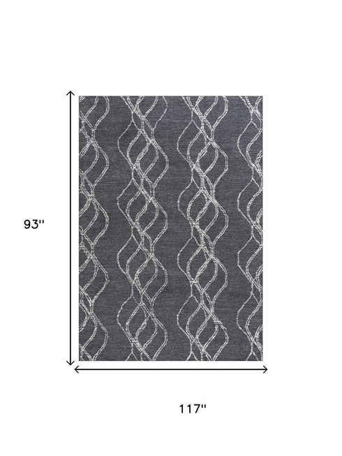 8' X 10' Charcoal And Gray Wool Trellis Hand Tufted Area Rug