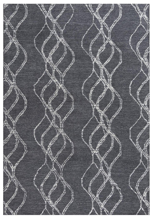 9' X 12' Charcoal And Gray Wool Trellis Hand Tufted Area Rug
