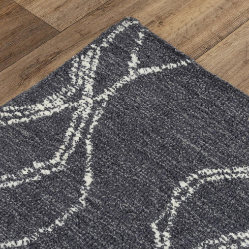 9' X 12' Charcoal And Gray Wool Trellis Hand Tufted Area Rug