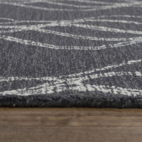 9' X 12' Charcoal And Gray Wool Trellis Hand Tufted Area Rug