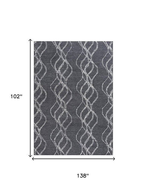 9' X 12' Charcoal And Gray Wool Trellis Hand Tufted Area Rug