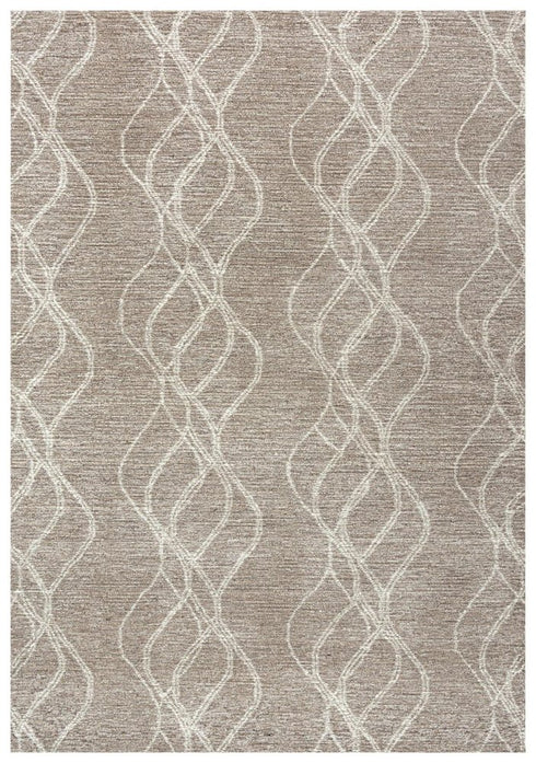 5' X 8' Brown And Natural Wool Trellis Hand Tufted Area Rug