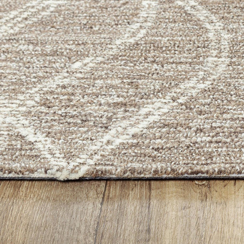 5' X 8' Brown And Natural Wool Trellis Hand Tufted Area Rug