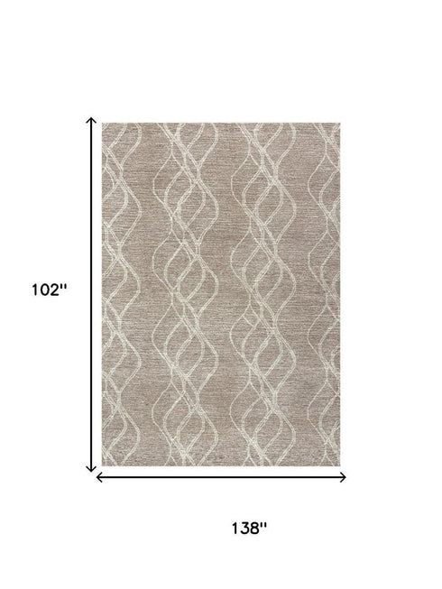 9' X 12' Brown And Natural Wool Trellis Hand Tufted Area Rug