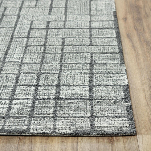 5' X 8' Charcoal And Ivory Wool Geometric Hand Tufted Area Rug