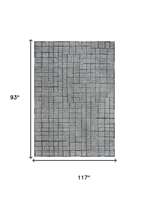 8' X 10' Charcoal And Ivory Wool Geometric Hand Tufted Area Rug
