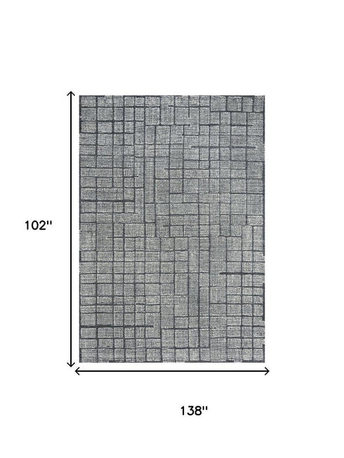9' X 12' Charcoal And Ivory Wool Geometric Hand Tufted Area Rug