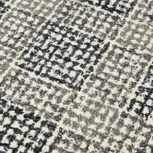 8' X 10' Charcoal And Gray Wool Checkered Hand Tufted Area Rug