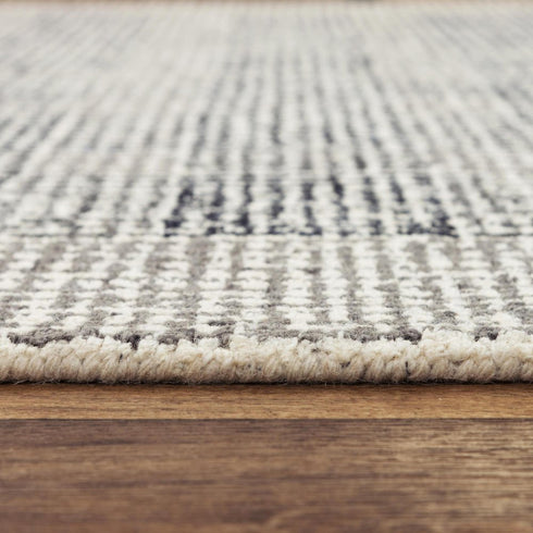 8' X 10' Charcoal And Gray Wool Checkered Hand Tufted Area Rug