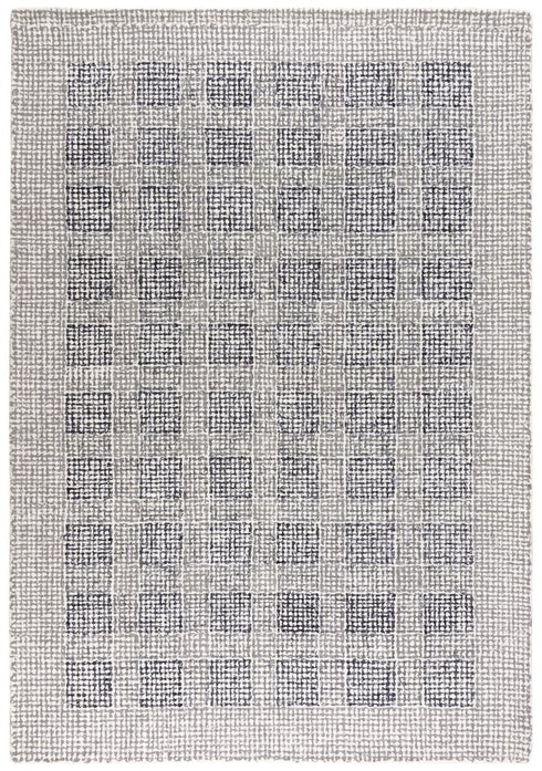 9' X 12' Charcoal And Gray Wool Checkered Hand Tufted Area Rug