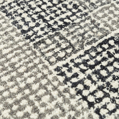 9' X 12' Charcoal And Gray Wool Checkered Hand Tufted Area Rug