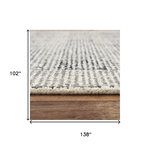 9' X 12' Charcoal And Gray Wool Checkered Hand Tufted Area Rug