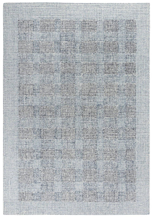 8' X 10' Blue And Dark Blue Wool Striped Hand Tufted Area Rug