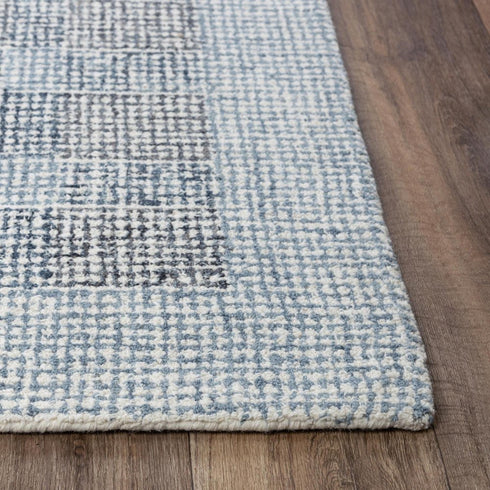 8' X 10' Blue And Dark Blue Wool Striped Hand Tufted Area Rug