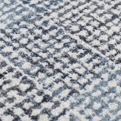 8' X 10' Blue And Dark Blue Wool Striped Hand Tufted Area Rug