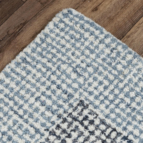 8' X 10' Blue And Dark Blue Wool Striped Hand Tufted Area Rug