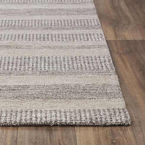 5' X 8' Brown And Natural Wool Striped Hand Tufted Area Rug