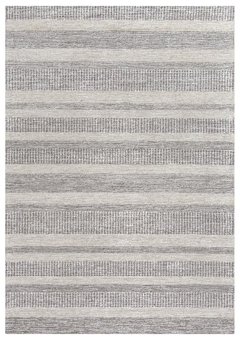 8' X 10' Brown And Natural Wool Striped Hand Tufted Area Rug