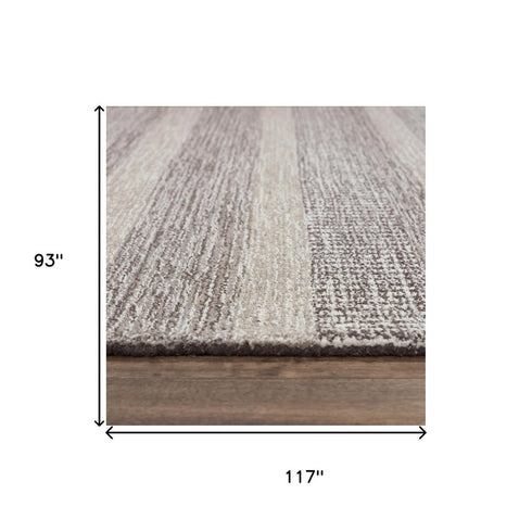 8' X 10' Brown And Natural Wool Striped Hand Tufted Area Rug