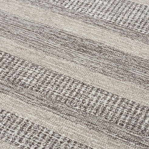 9' X 12' Brown And Natural Wool Striped Hand Tufted Area Rug