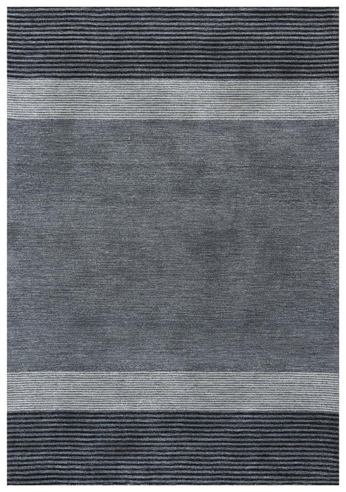 5' X 8' Charcoal And Gray Wool Striped Hand Tufted Area Rug