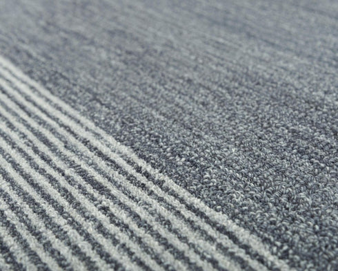 9' X 12' Charcoal And Gray Wool Striped Hand Tufted Area Rug