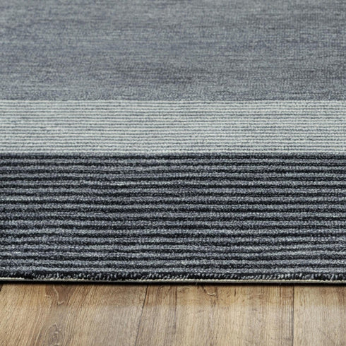 9' X 12' Charcoal And Gray Wool Striped Hand Tufted Area Rug