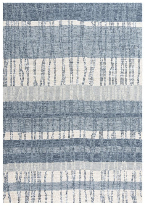 5' X 8' Tan And Natural Wool Striped Hand Tufted Area Rug