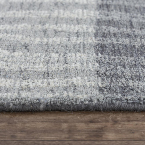 9' X 12' Charcoal Light Gray And Ivory Wool Striped Hand Tufted Area Rug