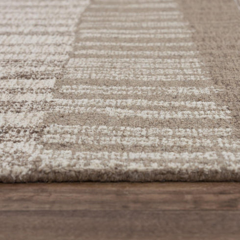 5' X 8' Brown And Natural Wool Striped Hand Tufted Area Rug