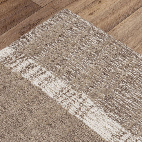 8' X 10' Brown And Natural Wool Striped Hand Tufted Area Rug