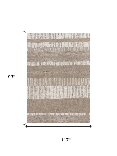 8' X 10' Brown And Natural Wool Striped Hand Tufted Area Rug