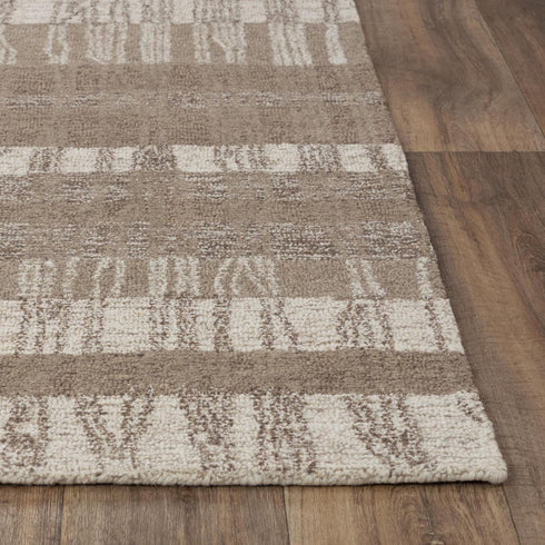9' X 12' Brown And Natural Wool Striped Hand Tufted Area Rug