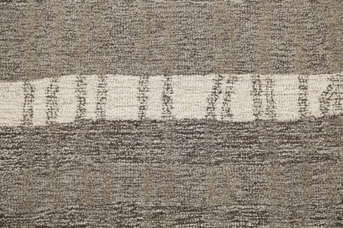 8' X 10' Gray Natural Dark Gray Light Gray And Ivory Wool Striped Hand Tufted Area Rug