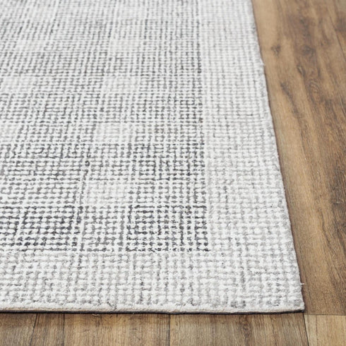 8' X 10' Gray And Dark Gray Wool Checkered Hand Tufted Area Rug