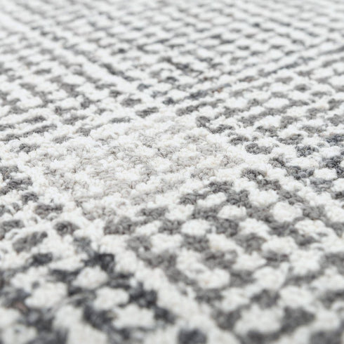 8' X 10' Gray And Dark Gray Wool Checkered Hand Tufted Area Rug