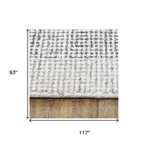 8' X 10' Gray And Dark Gray Wool Checkered Hand Tufted Area Rug