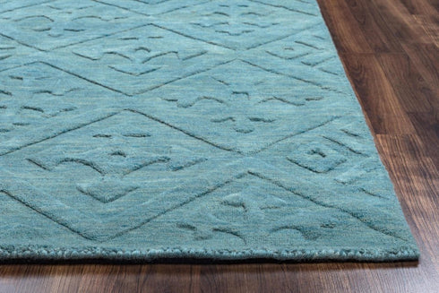 8' X 10' Blue And Aqua Wool Geometric Hand Tufted Area Rug