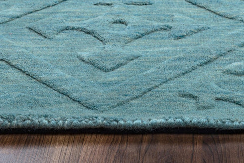 8' X 10' Blue And Aqua Wool Geometric Hand Tufted Area Rug