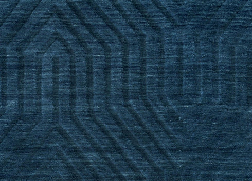 5' X 8' Navy Blue And Blue Wool Geometric Hand Tufted Area Rug