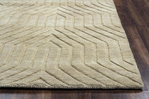 8' Tan And Natural Wool Geometric Hand Tufted Area Rug