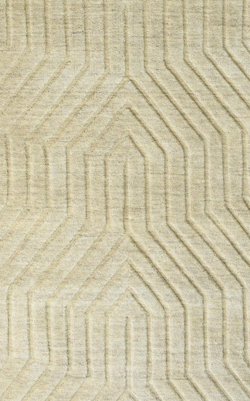 8' Tan And Natural Wool Geometric Hand Tufted Area Rug