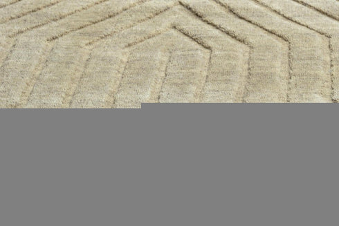 8' Tan And Natural Wool Geometric Hand Tufted Area Rug