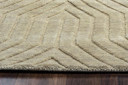 5' X 8' Tan And Natural Wool Geometric Hand Tufted Area Rug