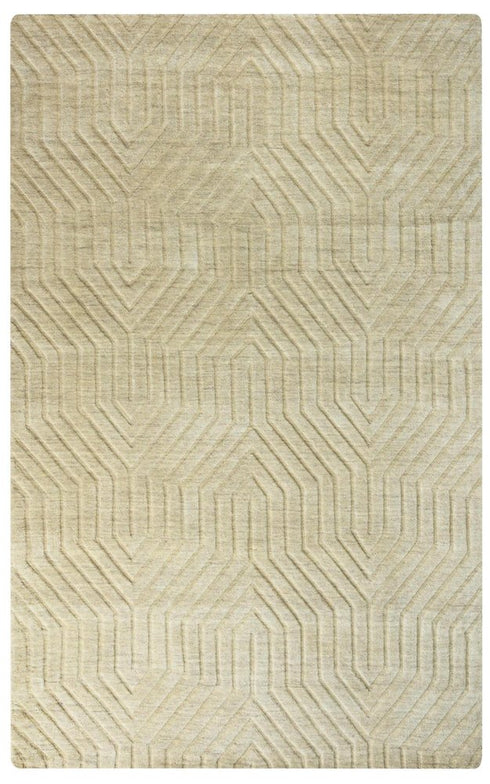 9' X 12' Tan And Natural Wool Geometric Hand Tufted Area Rug