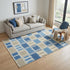 5' X 8' Blue Ivory And Beige Wool Geometric Hand Tufted Area Rug