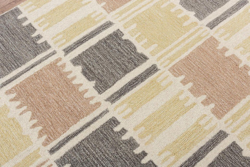 5' X 8' Beige Ivory And Charcoal Wool Geometric Hand Tufted Area Rug