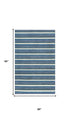 5' X 8' Blue And Ivory Wool Striped Hand Tufted Area Rug