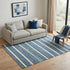 5' X 8' Blue And Ivory Wool Striped Hand Tufted Area Rug