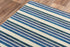 9' X 12' Blue And Ivory Wool Striped Hand Tufted Area Rug